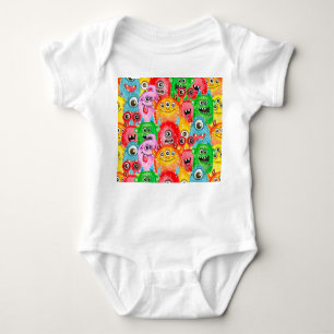 Body Para Bebé Monstruos divertidos, Patrón de color de agua sin 