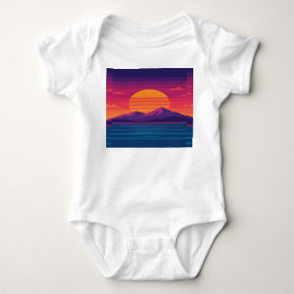 Body Para Bebé Montañas Retro Sunset y Arte Oceánico de los años 