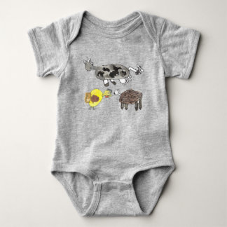 Body Para Bebé Moo, pato, baa. Diseño de animales para los niños.