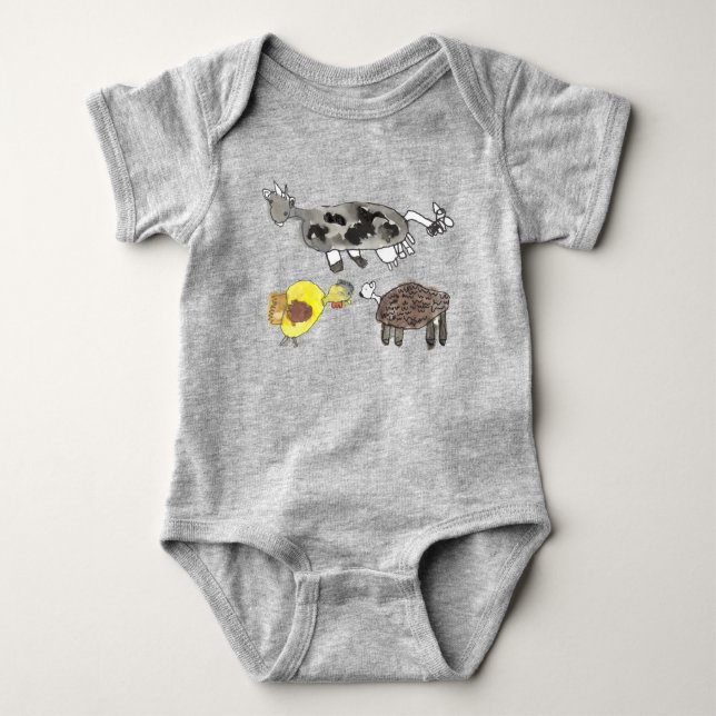 Body Para Bebé Moo, pato, baa. Diseño de animales para los niños. (Anverso)