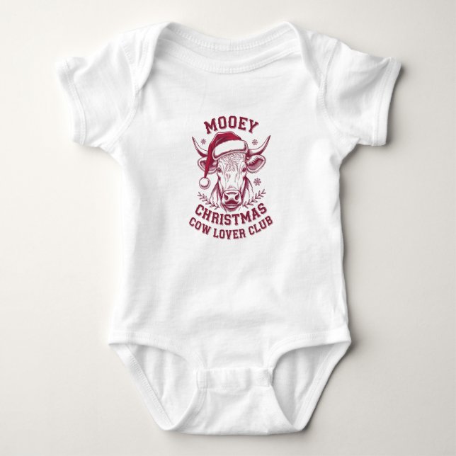 Body Para Bebé Mooey Navidades Western Cow Lover Club Xmas (Anverso)