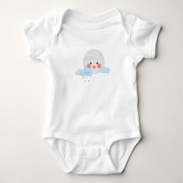 Body Para Bebé Moon and cloud cute design (Anverso)