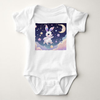 Body Para Bebé Moon Bunny Baby Bodysuit – Pastel Celestial Rabbit