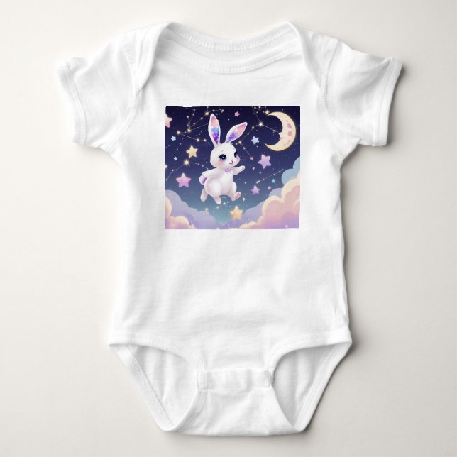 Body Para Bebé Moon Bunny Baby Bodysuit – Pastel Celestial Rabbit (Anverso)
