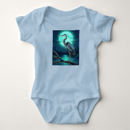 Body Para Bebé Moonlit Heron – Colourful Night Wildlife Art