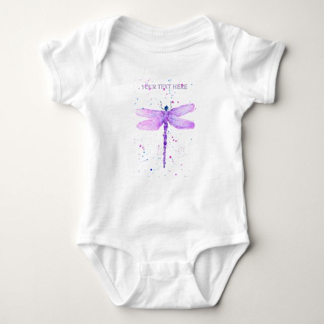 Body Para Bebé Morado dragonfly acuarela giratoria lindo (Anverso)