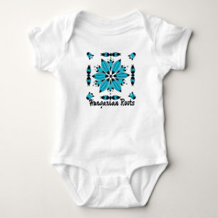 Body Para Bebé Motivo floral del arte folicular azul húngaro