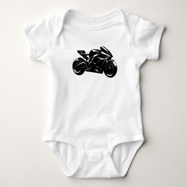 Body Para Bebé Motocicleta futurista vector negro blanco (Anverso)
