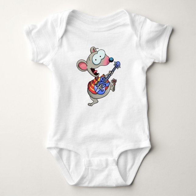 Body Para Bebé Mouse playing guitar with ease and joy (Anverso)