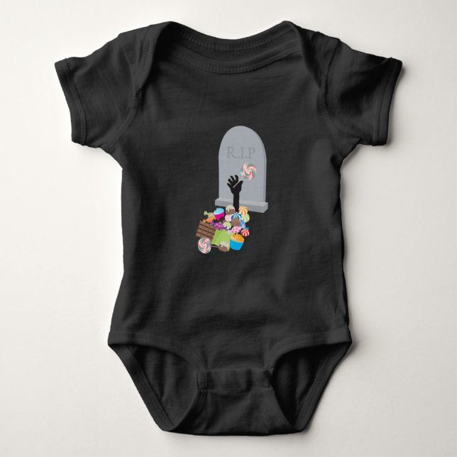 Body Para Bebé Muerte por diseño de Candy Halloween (Anverso)