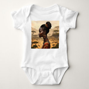 Body Para Bebé Mujer Tribal Vigilando Su Paisaje Africano,