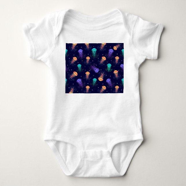 Body Para Bebé Mundo de las medusas submarinas: patrón brillante. (Anverso)