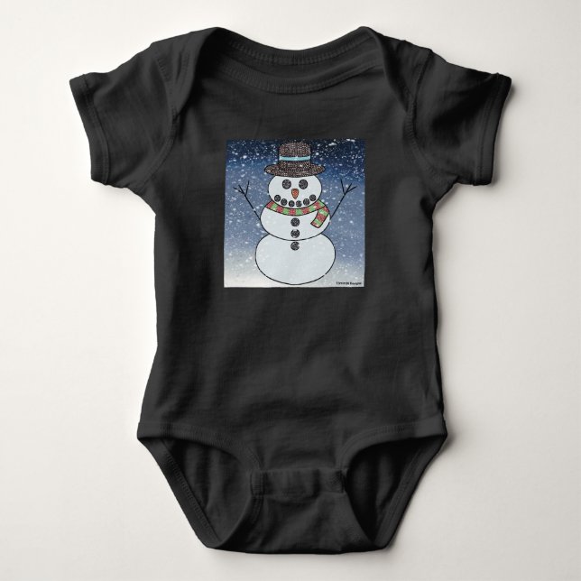 Body Para Bebé Muñeco de nieve con fondo (vívido) - Bodysuit de b (Anverso)
