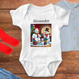 Body Para Bebé Muñeco de nieve de Navidad con nombre personalizad