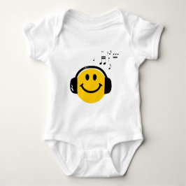 Body Para Bebé Música amorosa de cara feliz con auriculares