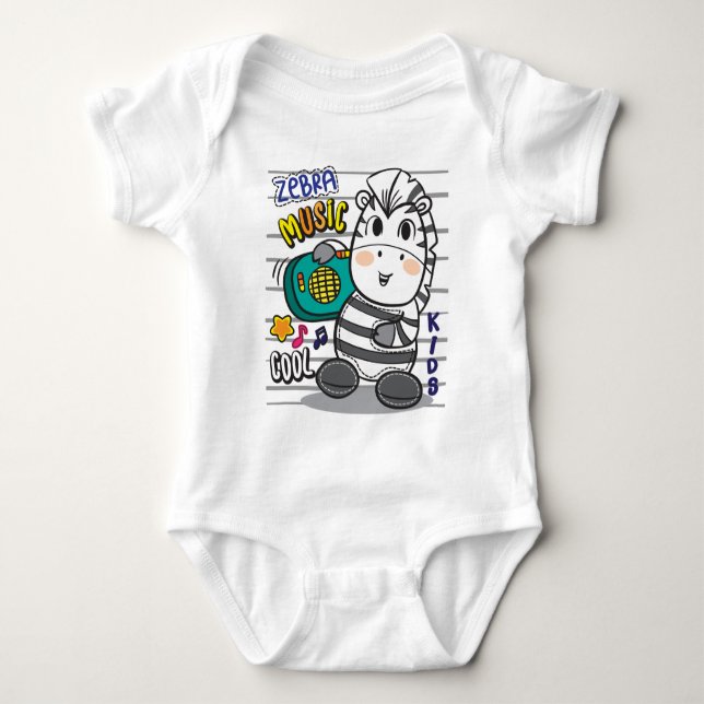 Body Para Bebé Música cebra  (Anverso)