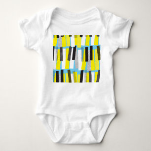 Body Para Bebé Música de jazz, patrón geométrico azul amarillo.