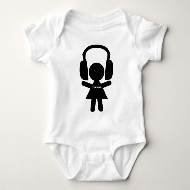 Body Para Bebé Música de Techno de los auriculares (Anverso)