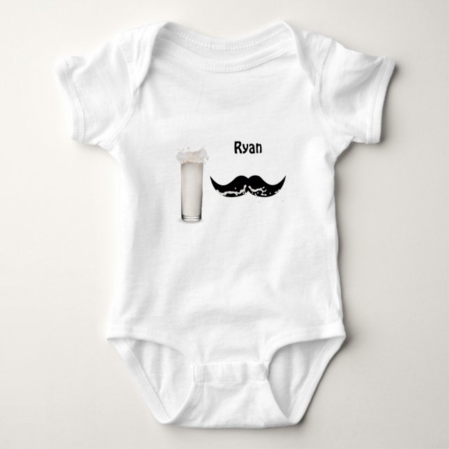 Body Para Bebé Mustache de leche personalizado (Anverso)