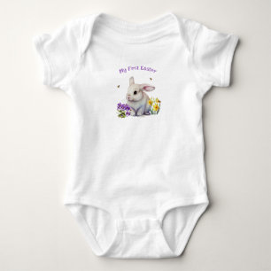Body Para Bebé My 1Easter Bunny Pansies Daffodils Bee
