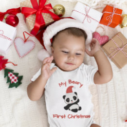 Body Para Bebé My Beary First Christmas – Panda with Santa Hat
