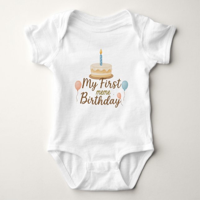 Body Para Bebé My First Birthday Custom Baby Bodysuit (Anverso)