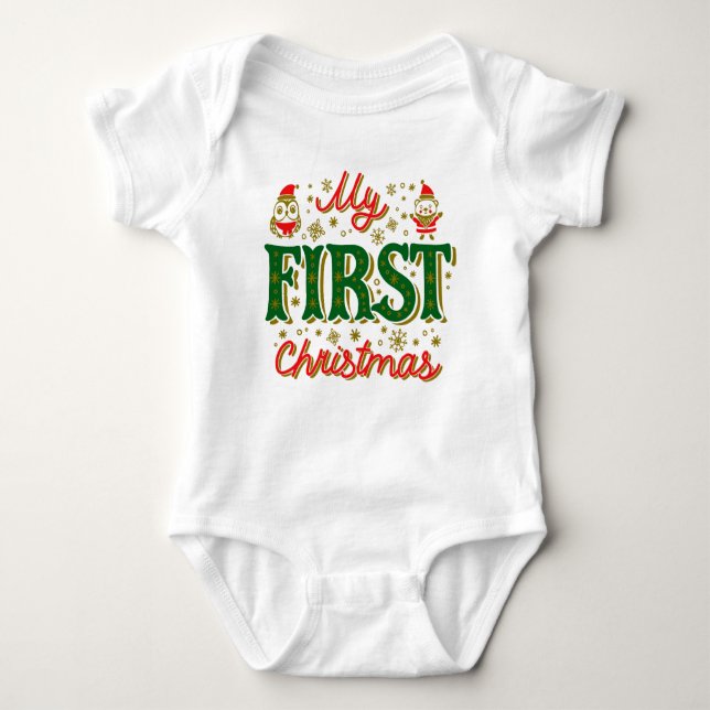 Body Para Bebé My First Christmas Baby Bodysuit – Personalized (Anverso)