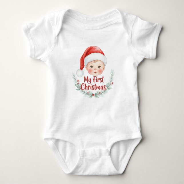Body Para Bebé My First Christmas Baby Pine Holiday (Anverso)