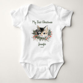Body Para Bebé My First Christmas Calico Kitty T-Shirt