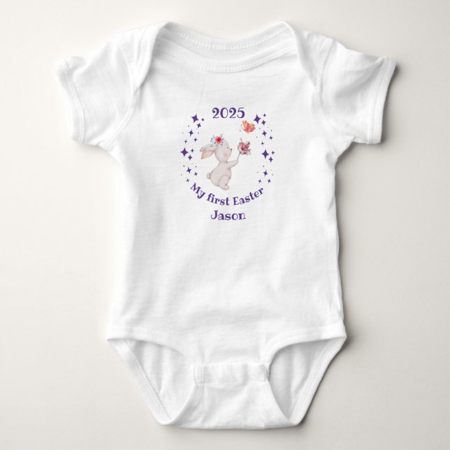 Body Para Bebé My first Easter 20XX baby name (Anverso)