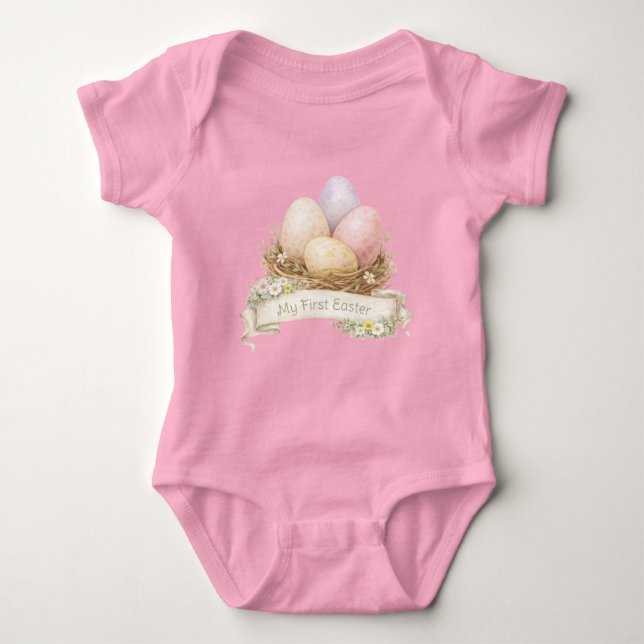 Body Para Bebé My First Easter | Easter Egg Nest T-Shirt (Anverso)