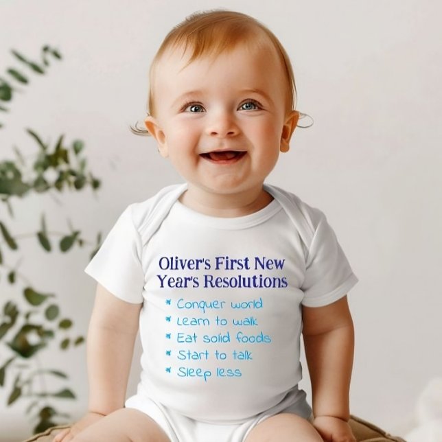 Body Para Bebé My First New Year's Resolutions, Baby Boy Funny    (Funny New Year Resolutions Bodysuit)