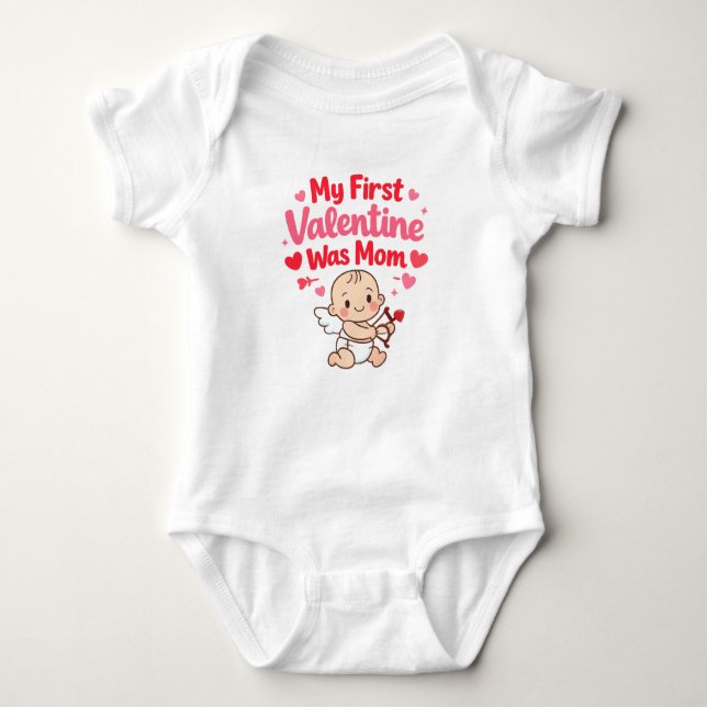 Body Para Bebé My First Valentine Was Mom Baby Valentine Bodysuit (Anverso)