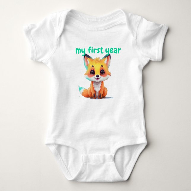 Body Para Bebé My First Year baby fox Baby Bodysuit  (Anverso)