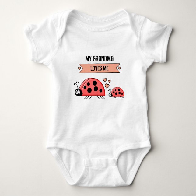 Body Para Bebé My Grandma loves me ladybugs peach (Anverso)