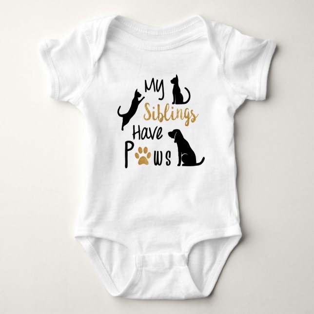 Body Para Bebé My siblings have paws baby bodysuit (Anverso)