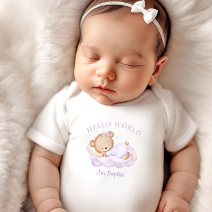 Body Para Bebé Nacida Recién Nacida Nombra Púrpura Personalizada