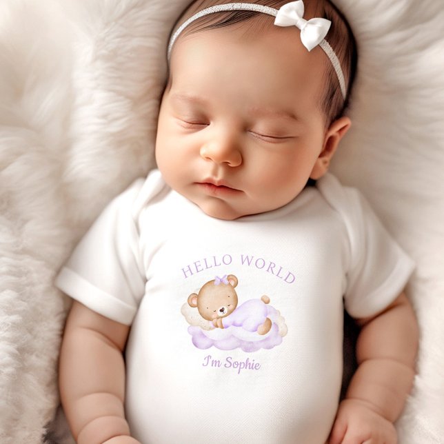 Body Para Bebé Nacida Recién Nacida Nombra Púrpura Personalizada (Newborn Baby Girl Name Personalized Purple Baby Bodysuit)