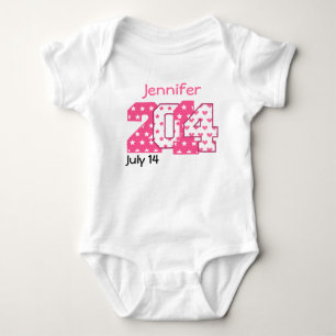 Body Para Bebé Nacido en 2014 Grandes números rosa y blanco V02