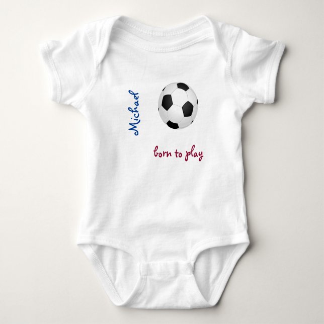 Body Para Bebé Nacido para jugar fútbol Personalizar Nombre Cute (Anverso)
