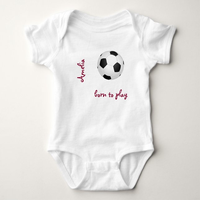 Body Para Bebé Nacido para jugar fútbol Personalizar Nombre Cute (Anverso)