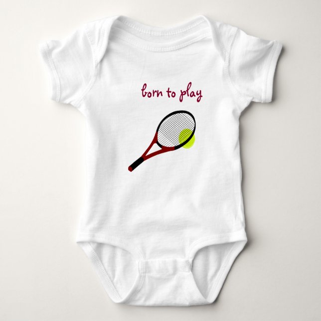 Body Para Bebé Nacido para jugar, pista de tenis y racquet, Moda  (Anverso)