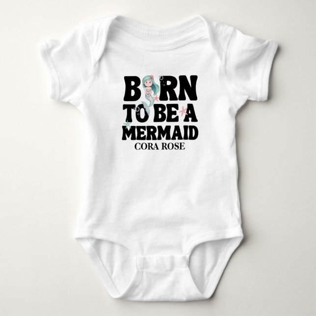 Body Para Bebé Nacido Para Ser Una Sirenita Chica Baby Shower (Anverso)