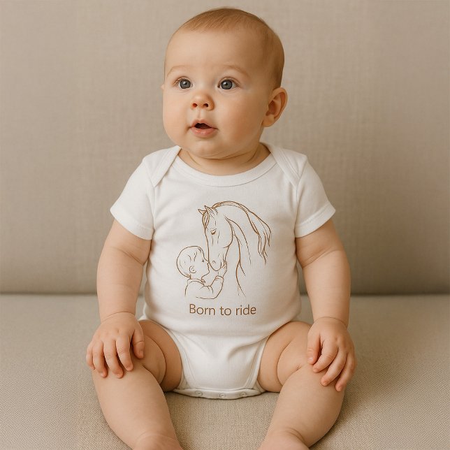 Body Para Bebé "Nacido para viajar" Baby Horse Bodysuit | Ecuestr (Subido por el creador)