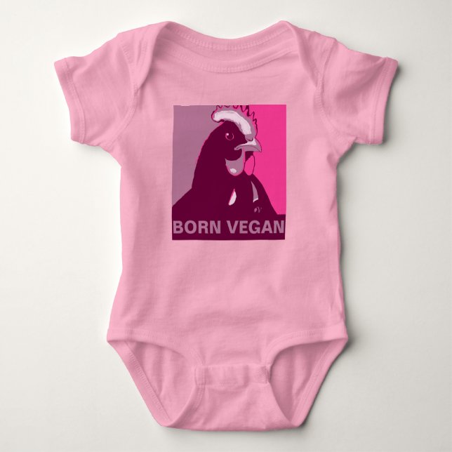 Body Para Bebé Nacido Vegan Pink Pop Art Chicken Jumper (Anverso)