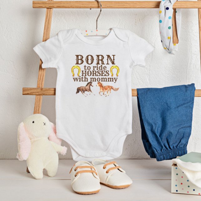 Body Para Bebé Nació para montar a caballo con mamá (Subido por el creador)