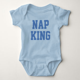 Body Para Bebé Nap King   Camiseta de Humor Bebé Azul Chiste