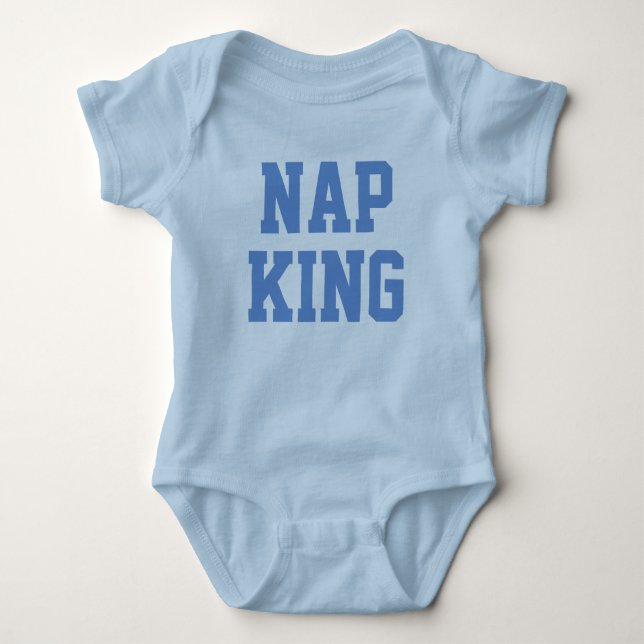 Body Para Bebé Nap King | Camiseta de Humor Bebé Azul Chiste (Anverso)