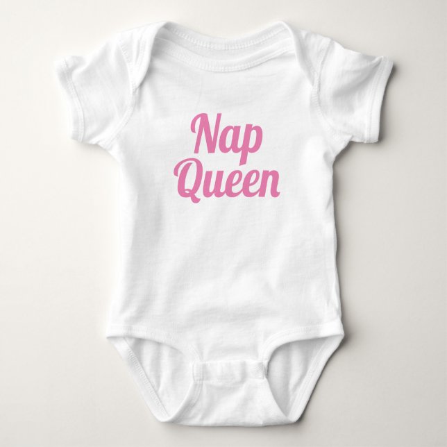 Body Para Bebé Nap Queen Pink Slogan | Baby Bodysuit (Anverso)