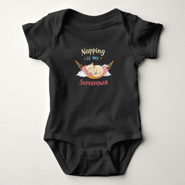 Body Para Bebé Napping es mi superpotencia (Anverso)